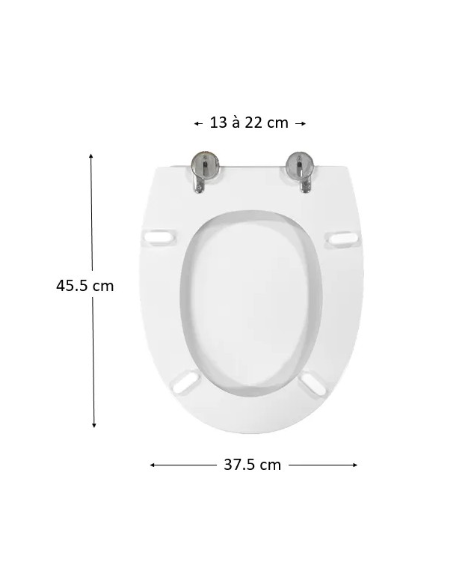 Abattant WC Selles Atlantis Blanc Frein De Chute Fait sur mesure