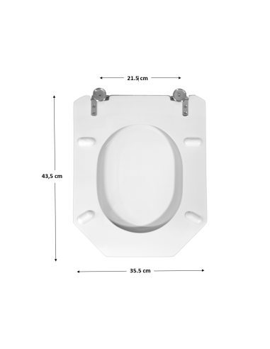 Abattant WC SELLES EQUIPAGE 2 ENTRAXE 21,5 CM Fait Sur Mesure
