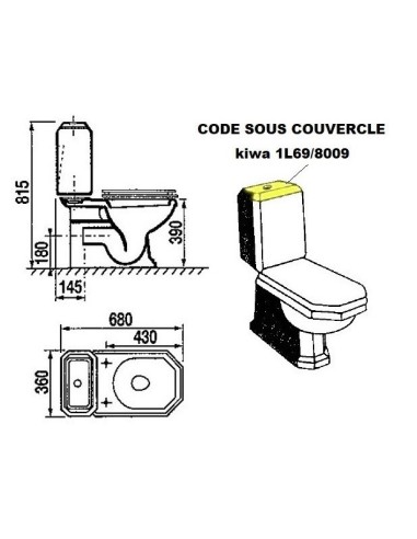 Abattant WC SELLES EQUIPAGE 2 ENTRAXE 15,5 CM Fait Sur Mesure